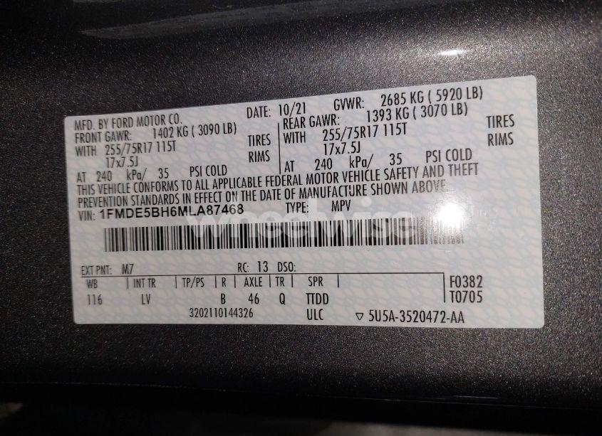 Photo 9 of 2021 Ford Bronco BIG BEND (VIN 1FMDE5BH6MLA87468)