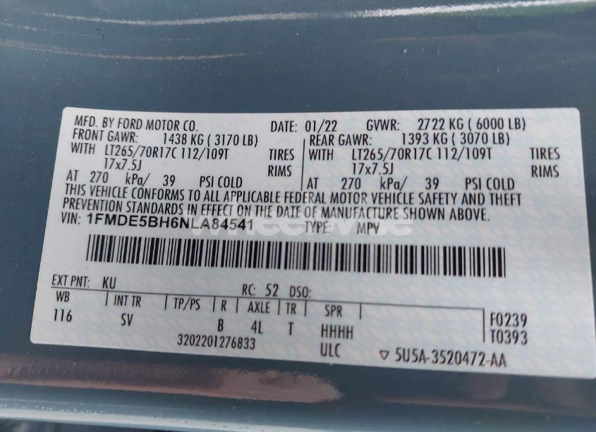 Photo 9 of 2022 Ford Bronco BLACK DIAMOND (VIN 1FMDE5BH6NLA84541)