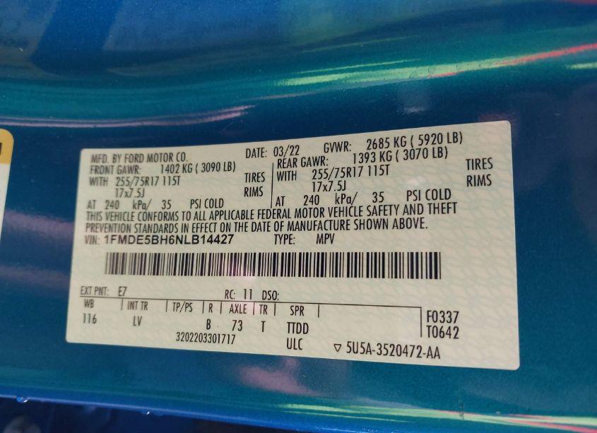 Photo 9 of 2022 Ford Bronco BIG BEND (VIN 1FMDE5BH6NLB14427)