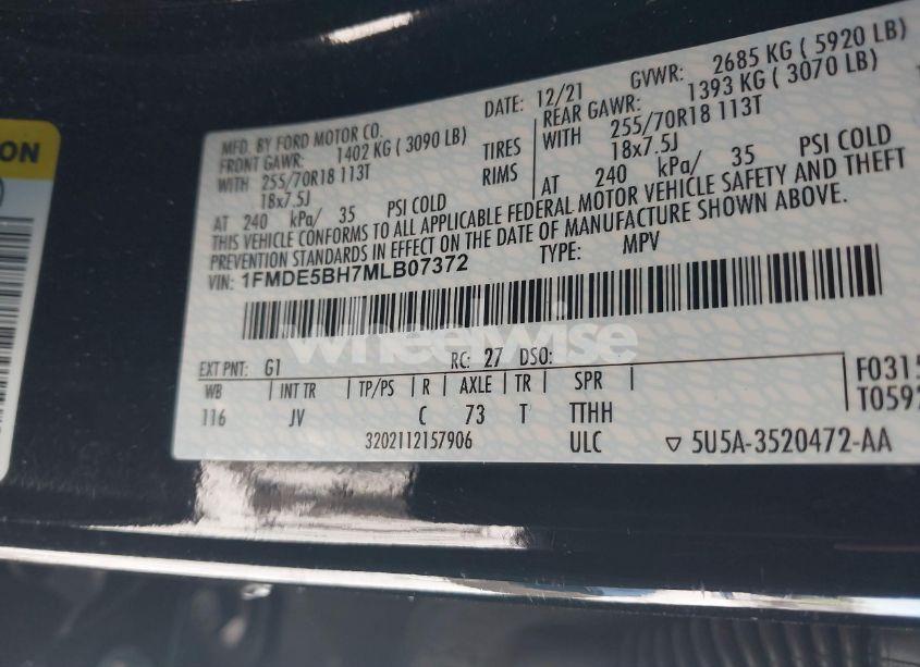 Photo 9 of 2021 Ford Bronco OUTER BANKS (VIN 1FMDE5BH7MLB07372)