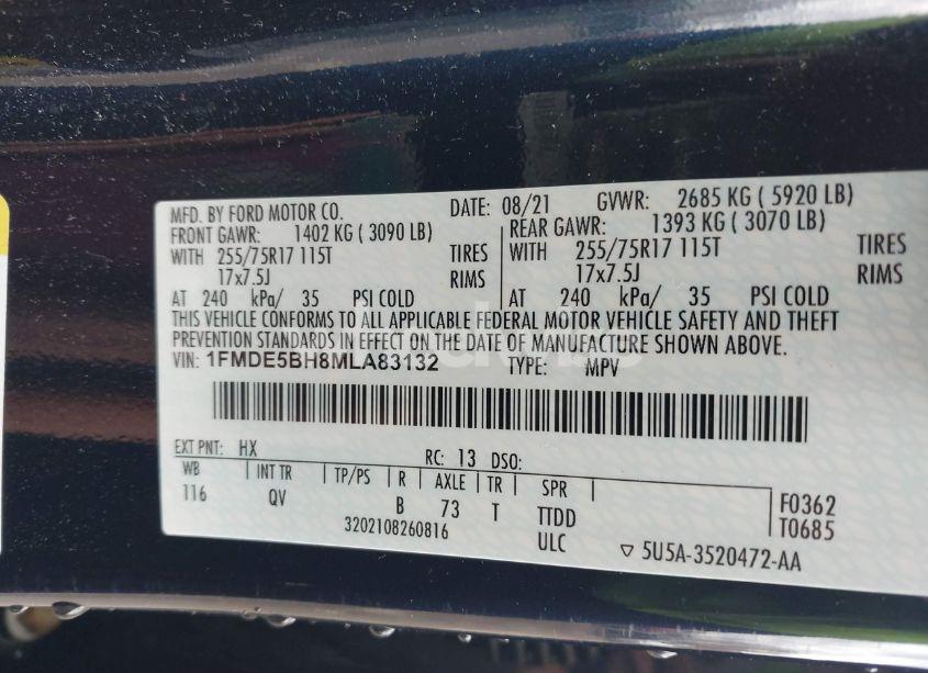 Photo 9 of 2021 Ford Bronco BIG BEND (VIN 1FMDE5BH8MLA83132)