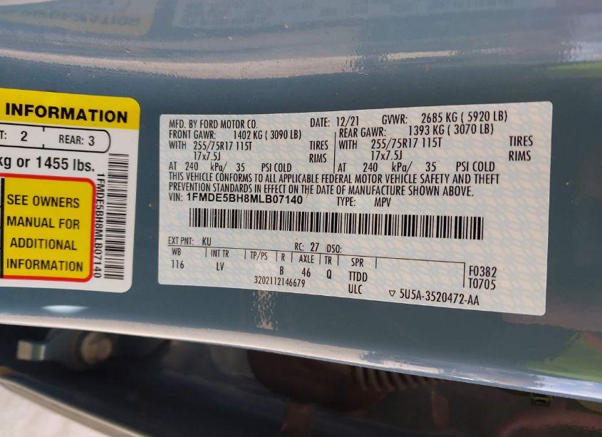 Photo 9 of 2021 Ford Bronco BIG BEND (VIN 1FMDE5BH8MLB07140)