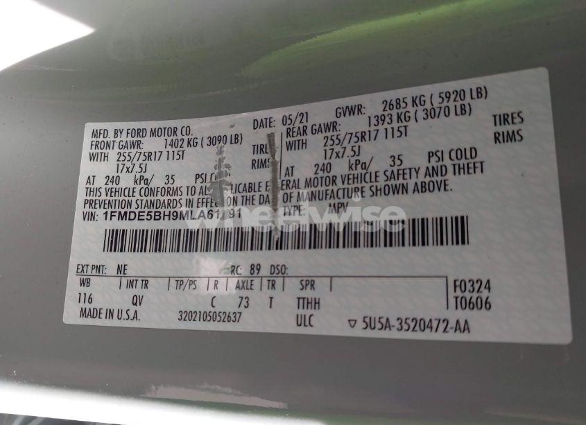 Photo 9 of 2021 Ford Bronco BIG BEND (VIN 1FMDE5BH9MLA61091)