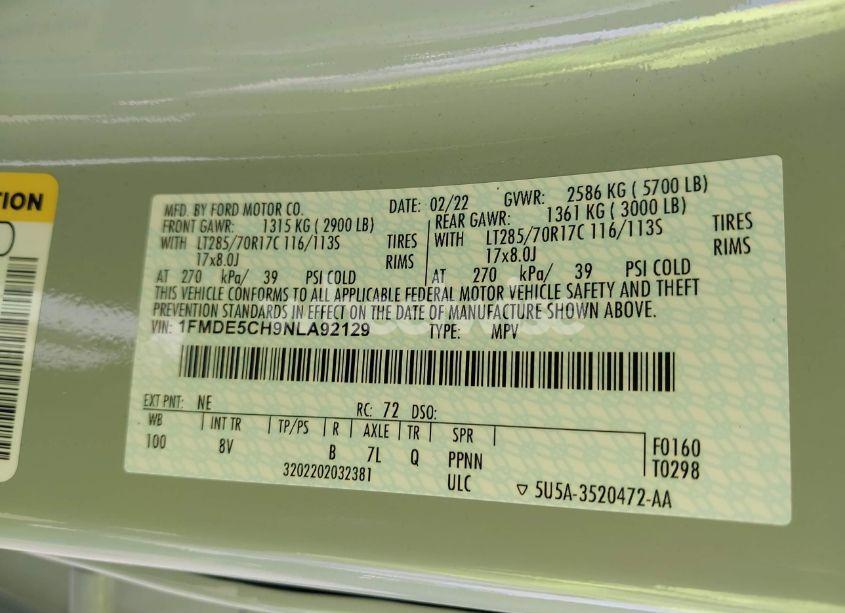 Photo 9 of 2022 Ford Bronco BADLANDS (VIN 1FMDE5CH9NLA92129)