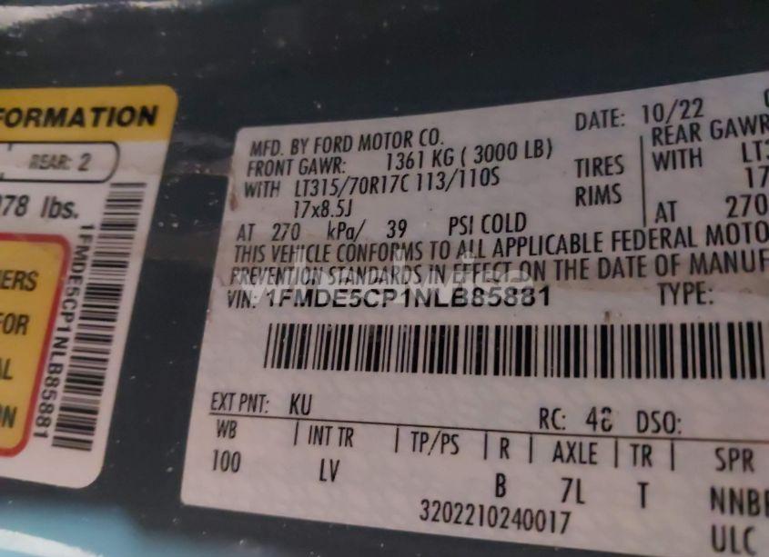 Photo 9 of 2022 Ford Bronco (VIN 1FMDE5CP1NLB85881)