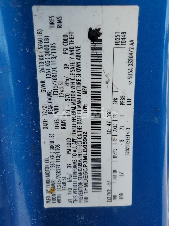 Photo 14 of 2021 FORD BRONCO BASE (VIN 1FMDE5CP3MLB05902)