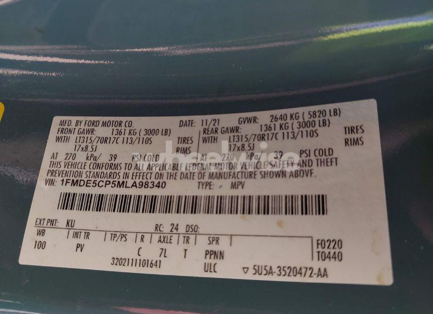 Photo 9 of 2021 Ford Bronco WILDTRAK (VIN 1FMDE5CP5MLA98340)