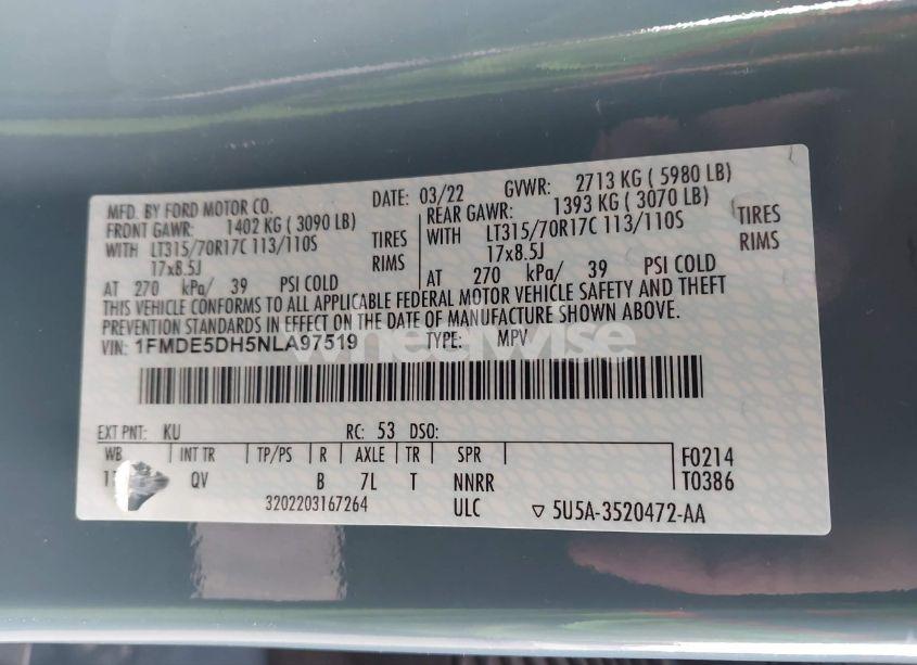 Photo 9 of 2022 Ford Bronco BIG BEND (VIN 1FMDE5DH5NLA97519)