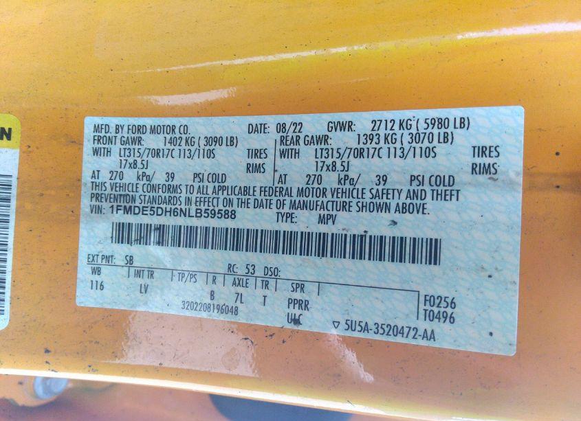 Photo 9 of 2022 Ford Bronco (VIN 1FMDE5DH6NLB59588)