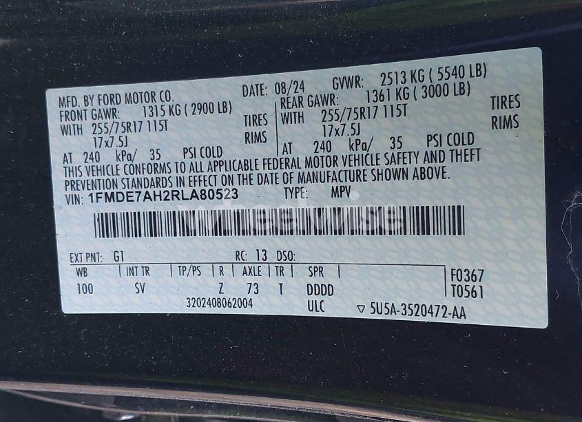 Photo 9 of 2024 Ford Bronco BIG BEND (VIN 1FMDE7AH2RLA80523)