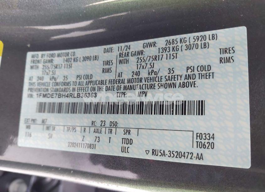 Photo 9 of 2024 Ford Bronco BIG BEND (VIN 1FMDE7BH4RLB36363)