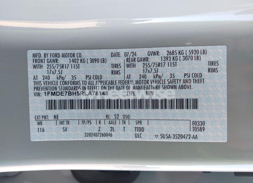 Photo 9 of 2024 Ford Bronco BIG BEND (VIN 1FMDE7BH5RLA78148)