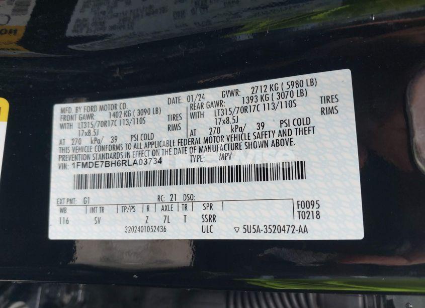 Photo 9 of 2024 Ford Bronco BIG BEND (VIN 1FMDE7BH6RLA03734)