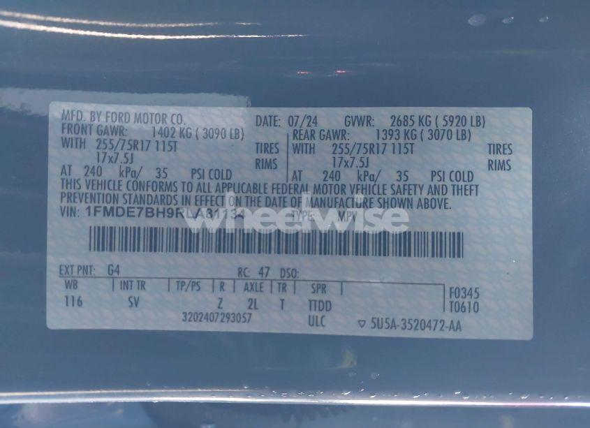 Photo 9 of 2024 Ford Bronco BIG BEND (VIN 1FMDE7BH9RLA81134)