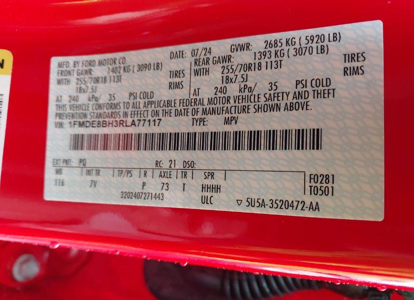 Photo 9 of 2024 Ford Bronco OUTER BANKS (VIN 1FMDE8BH3RLA77117)