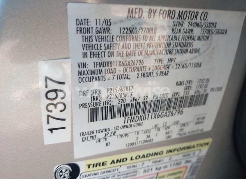 Photo 9 of 2006 Ford Freestyle SE (VIN 1FMDK011X6GA26796)