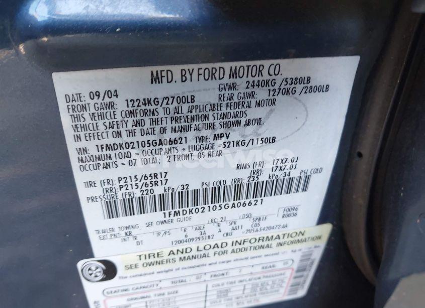 Photo 8 of 2005 Ford Freestyle SEL (VIN 1FMDK02105GA06621)