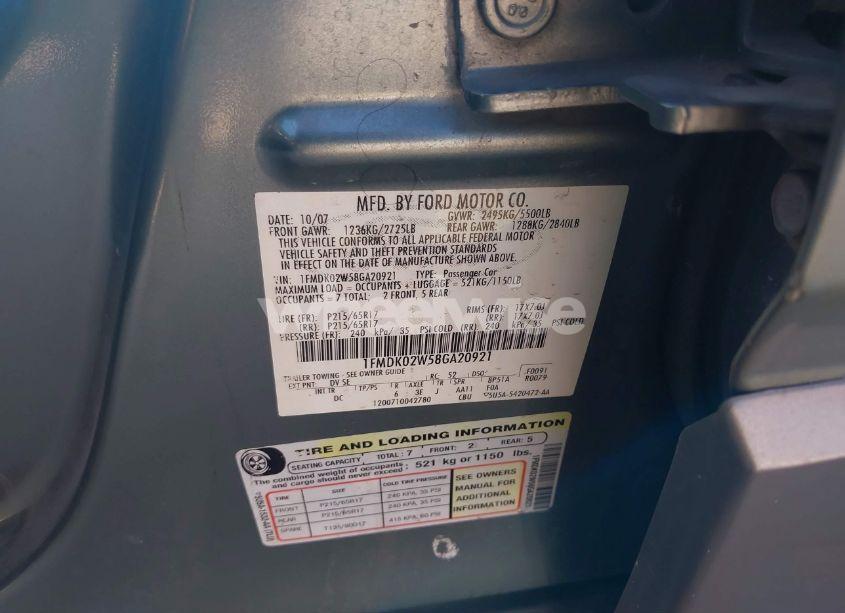 Photo 9 of 2008 Ford Taurus X SEL (VIN 1FMDK02W58GA20921)