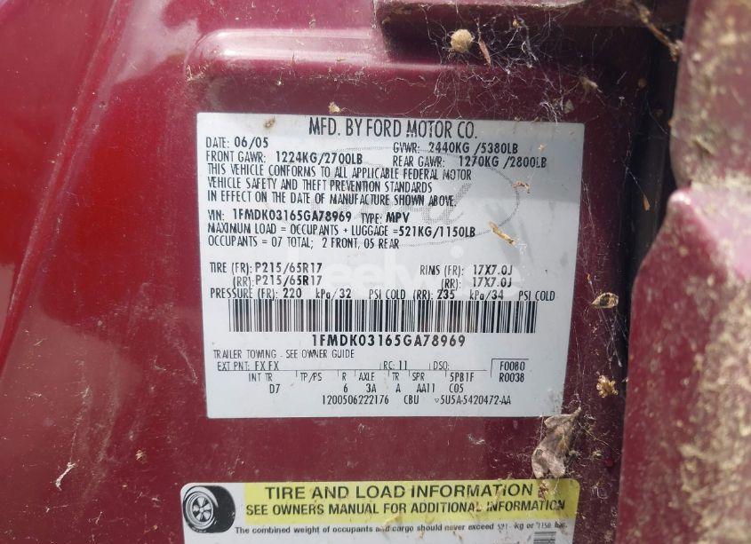 Photo 9 of 2005 Ford Freestyle LIMITED (VIN 1FMDK03165GA78969)