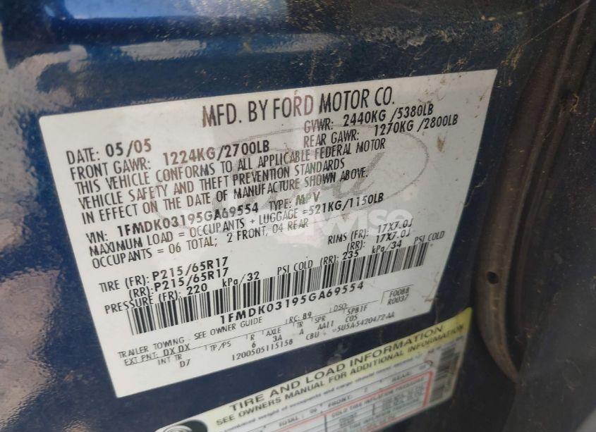 Photo 9 of 2005 Ford Freestyle LIMITED (VIN 1FMDK03195GA69554)