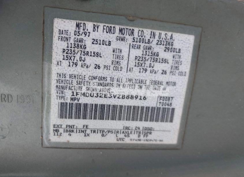 Photo 9 of 1997 Ford Explorer EDDIE BAUER/LIMITED/XL/XLT (VIN 1FMDU32E3VZB88916)