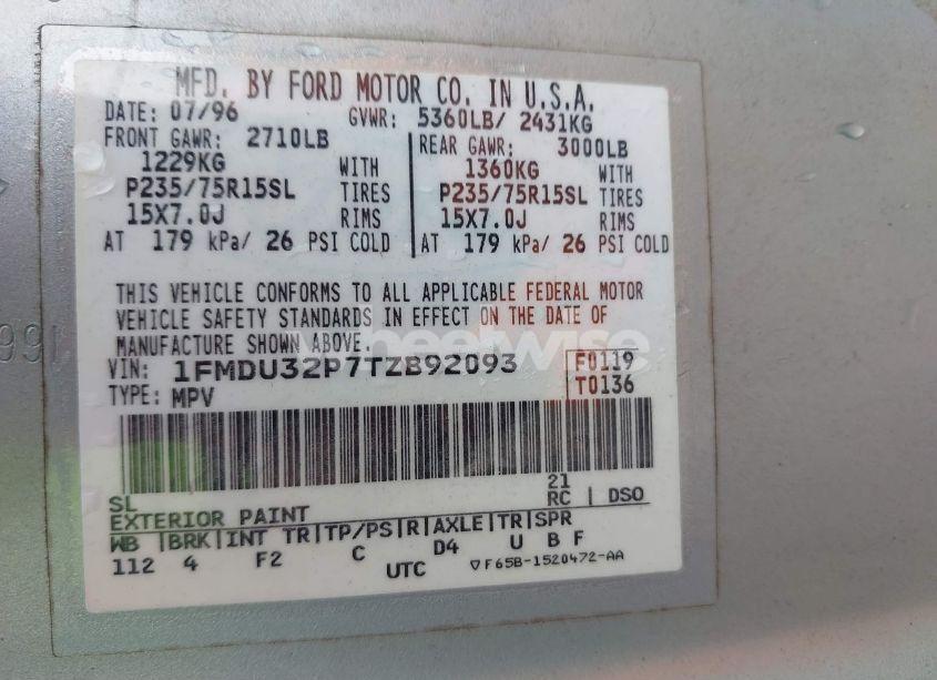 Photo 9 of 1996 Ford Explorer (VIN 1FMDU32P7TZB92093)