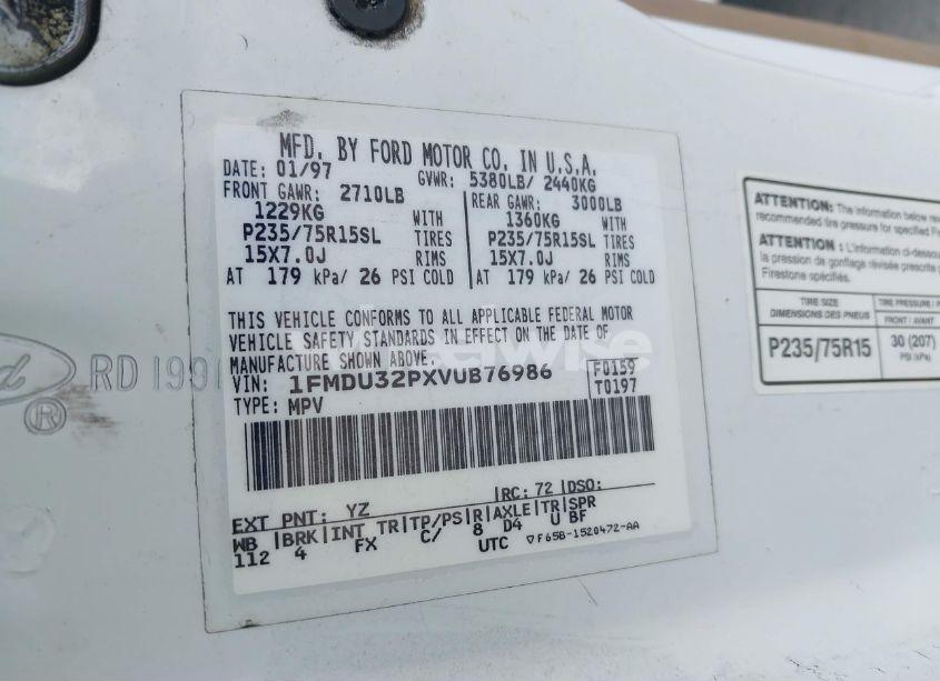 Photo 9 of 1997 Ford Explorer EDDIE BAUER/LIMITED/XLT (VIN 1FMDU32PXVUB76986)