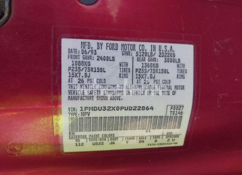 Photo 9 of 1993 Ford Explorer (VIN 1FMDU32X0PUD22864)