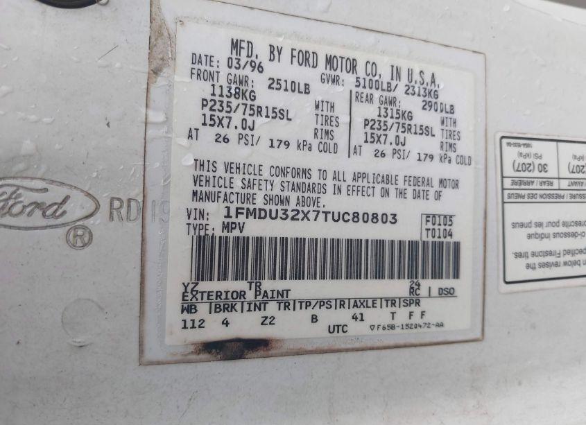 Photo 9 of 1996 Ford Explorer (VIN 1FMDU32X7TUC80803)