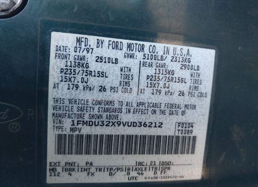 Photo 9 of 1997 Ford Explorer EDDIE BAUER/LIMITED/XL/XLT (VIN 1FMDU32X9VUD36212)