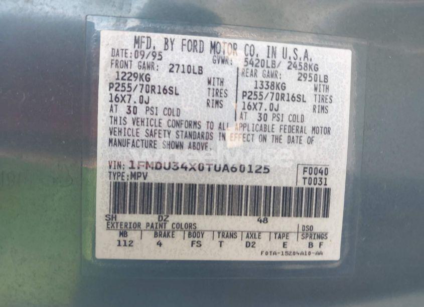 Photo 9 of 1996 Ford Explorer (VIN 1FMDU34X0TUA60125)