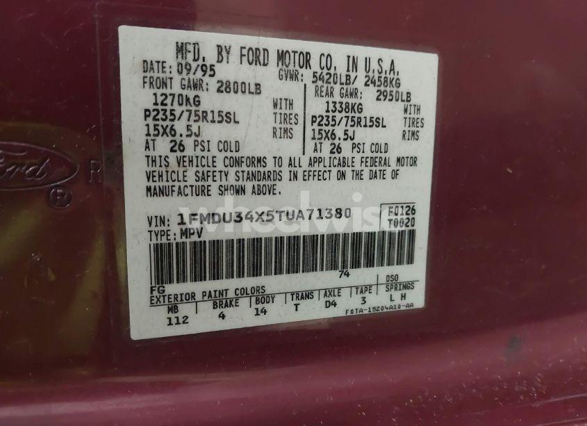 Photo 9 of 1996 Ford Explorer (VIN 1FMDU34X5TUA71380)