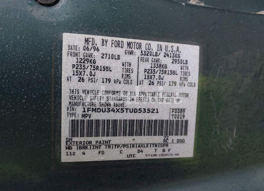 Photo 9 of 1996 Ford Explorer (VIN 1FMDU34X5TUD53521)