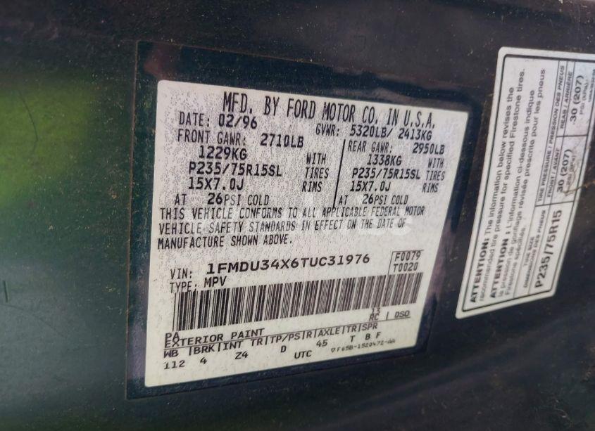 Photo 9 of 1996 Ford Explorer (VIN 1FMDU34X6TUC31976)