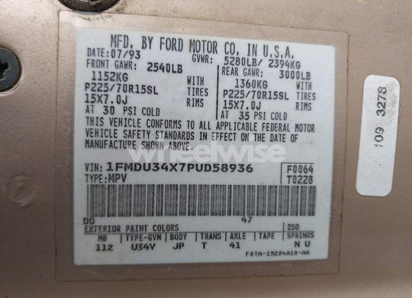 Photo 9 of 1993 Ford Explorer (VIN 1FMDU34X7PUD58936)