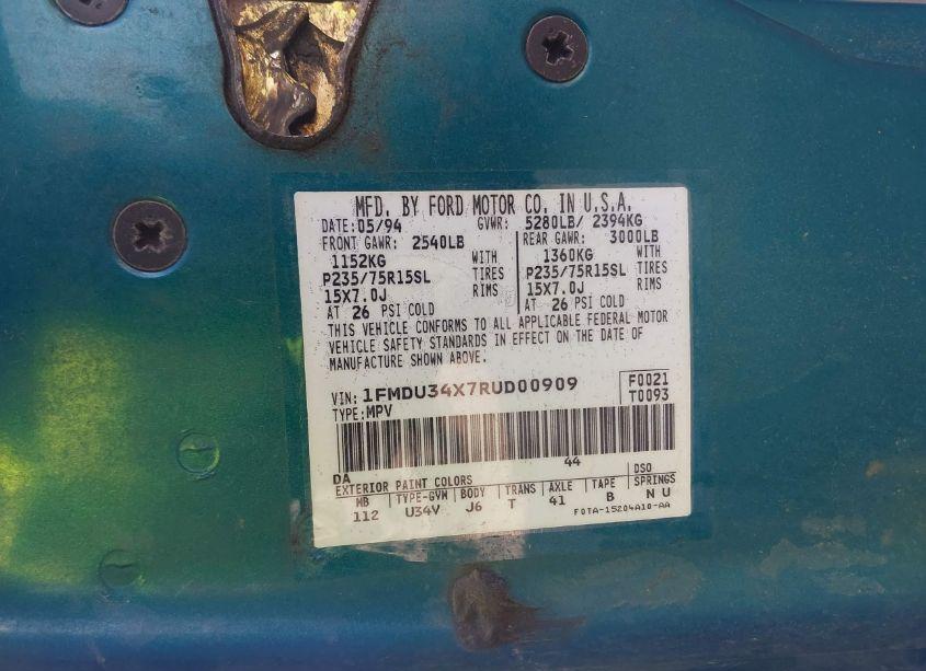 Photo 9 of 1994 Ford Explorer N/A (VIN 1FMDU34X7RUD00909)