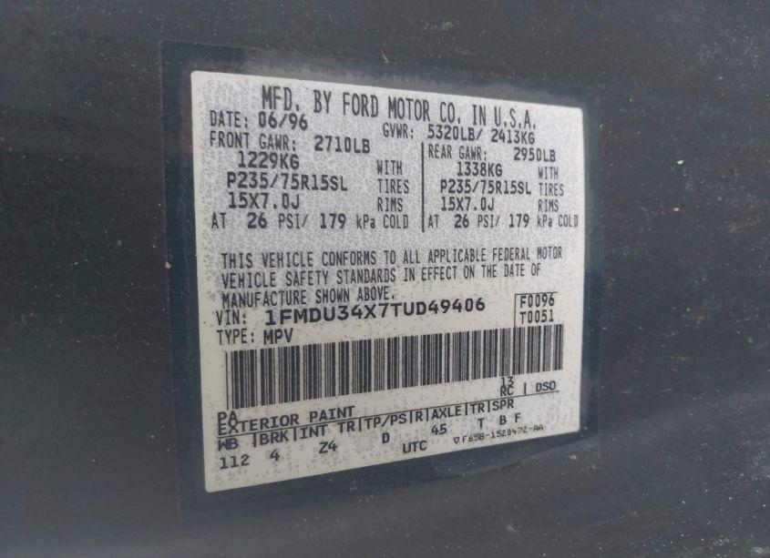 Photo 9 of 1996 Ford Explorer (VIN 1FMDU34X7TUD49406)