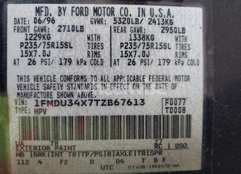 Photo 9 of 1996 Ford Explorer (VIN 1FMDU34X7TZB67613)