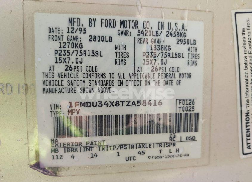 Photo 9 of 1996 Ford Explorer (VIN 1FMDU34X8TZA58416)