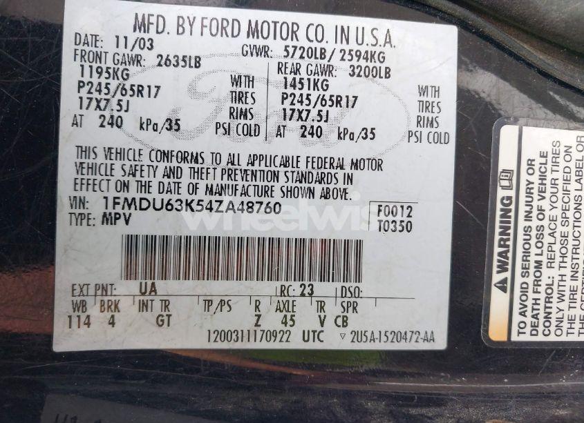 Photo 9 of 2004 Ford Explorer XLT (VIN 1FMDU63K54ZA48760)