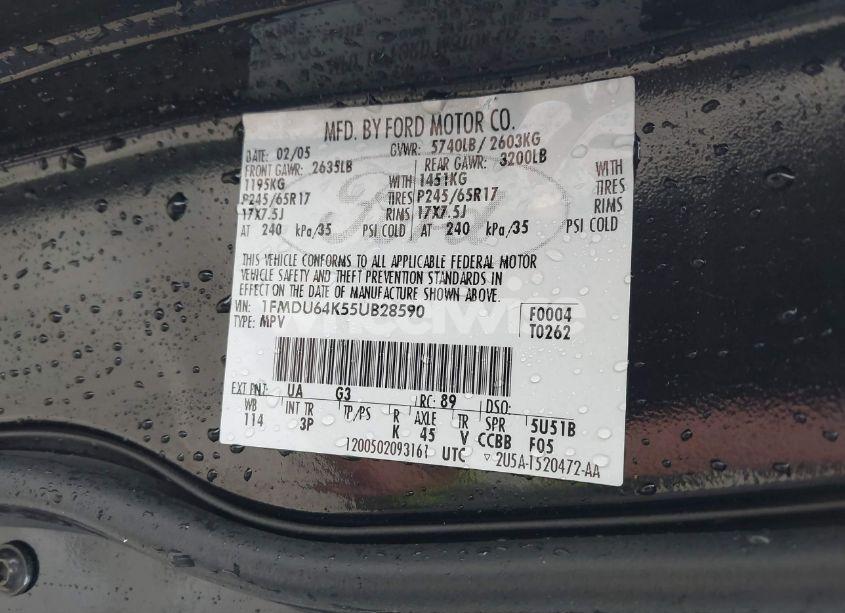 Photo 9 of 2005 Ford Explorer EDDIE BAUER (VIN 1FMDU64K55UB28590)