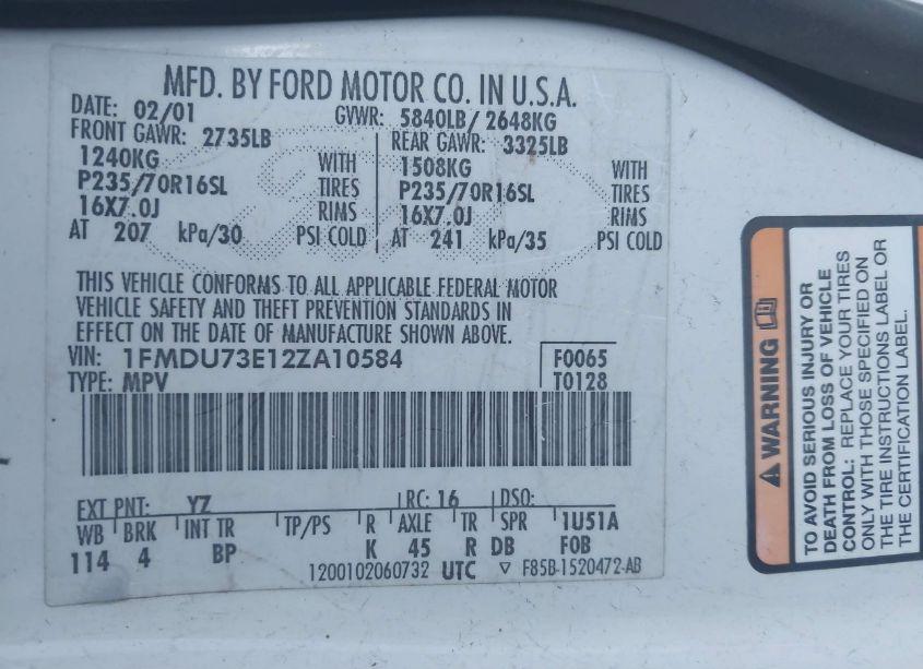 Photo 9 of 2002 Ford Explorer XLT (VIN 1FMDU73E12ZA10584)