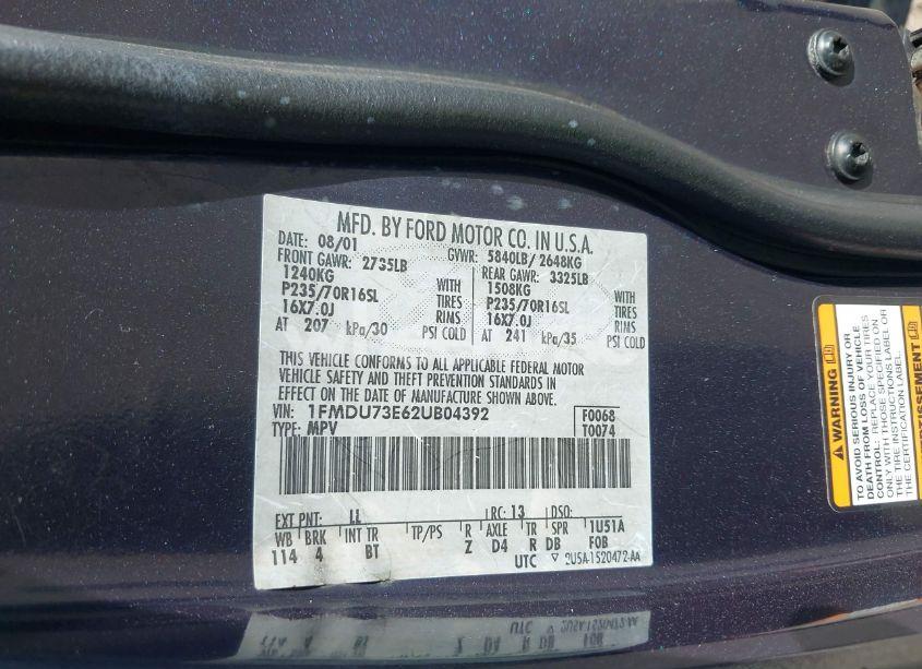 Photo 9 of 2002 Ford Explorer XLT (VIN 1FMDU73E62UB04392)