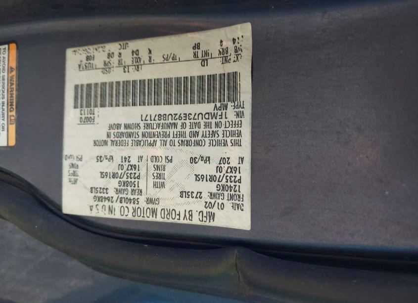 Photo 9 of 2002 Ford Explorer XLT (VIN 1FMDU73E92UB87171)