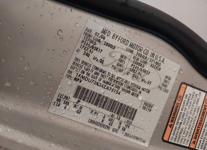 Photo 9 of 2004 Ford Explorer NBX/XLT (VIN 1FMDU73K34ZA75154)