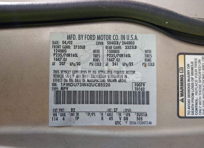 Photo 9 of 2002 Ford Explorer XLT (VIN 1FMDU73W42UC85520)