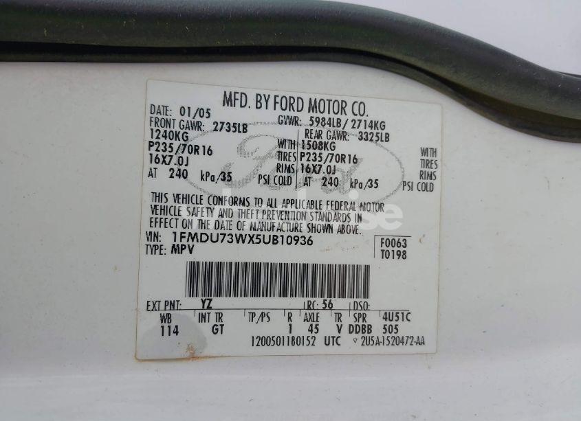 Photo 9 of 2005 Ford Explorer XLT/XLT SPORT (VIN 1FMDU73WX5UB10936)