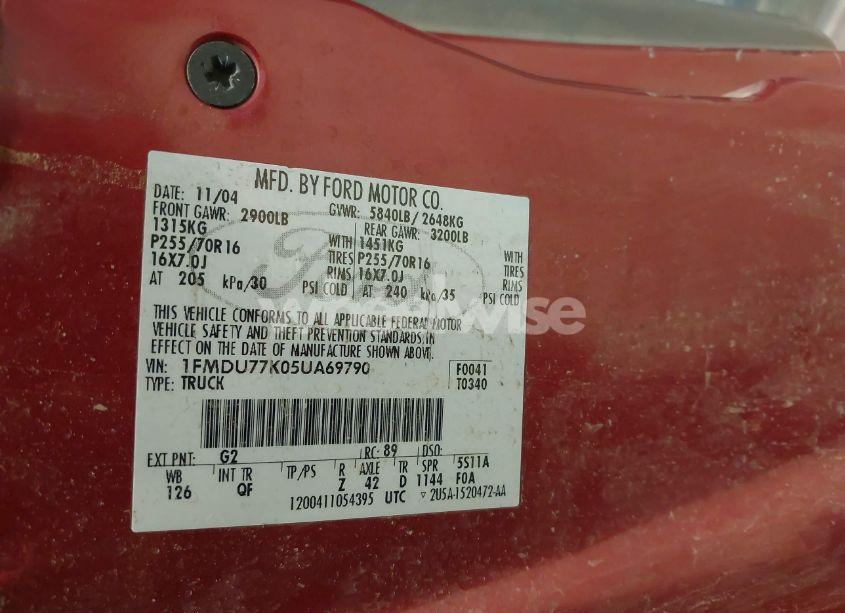 Photo 9 of 2005 Ford Explorer SPORT TRAC ADRENALIN/XLS/XLT (VIN 1FMDU77K05UA69790)