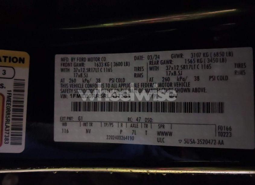 Photo 9 of 2024 Ford Bronco RAPTOR (VIN 1FMEE0RR5RLA37383)