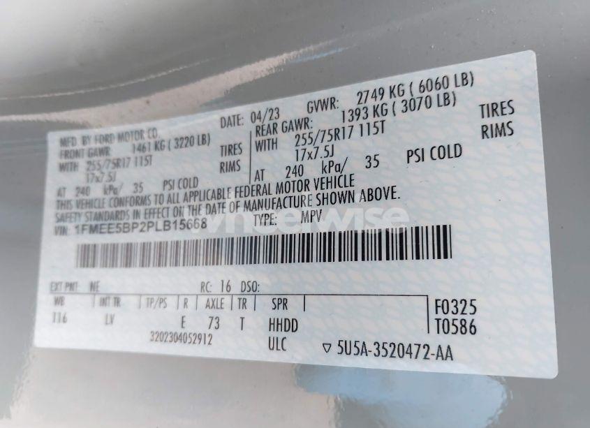 Photo 9 of 2023 Ford Bronco BIG BEND (VIN 1FMEE5BP2PLB15668)